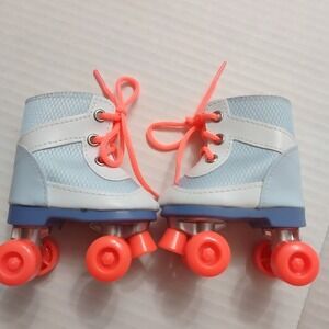 Our Generation neon orange Roller Skates ROLL WITH IT Laces fo18" Doll Battat